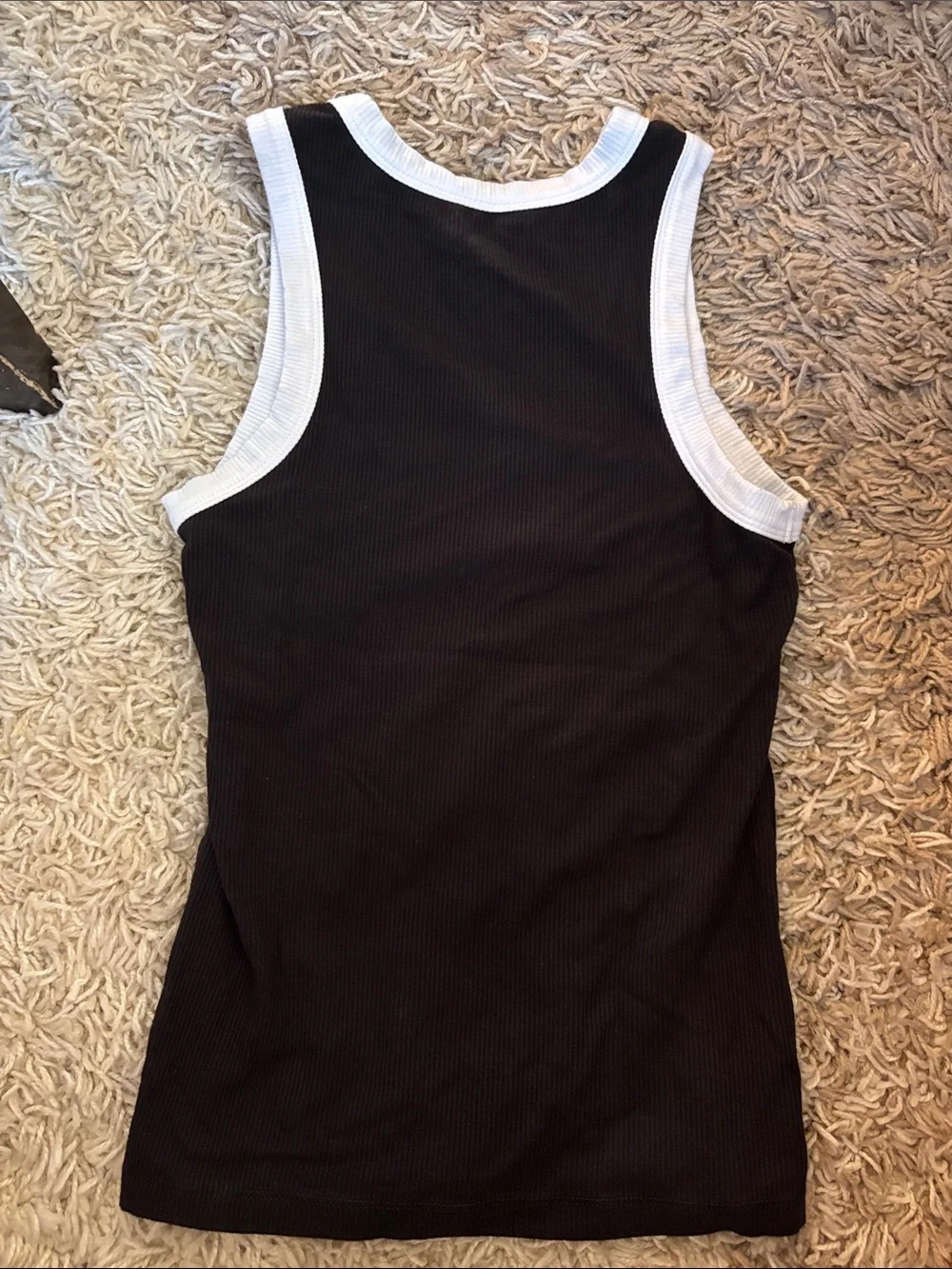 Santa Monica Black Tank Top with White Trim for Kids